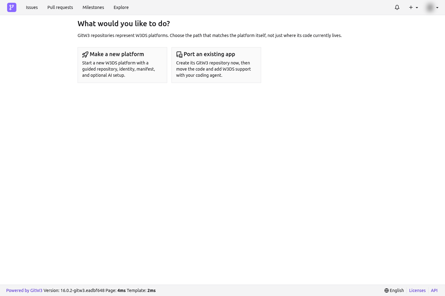 The GitW3 choice between making a new platform and porting an existing application.